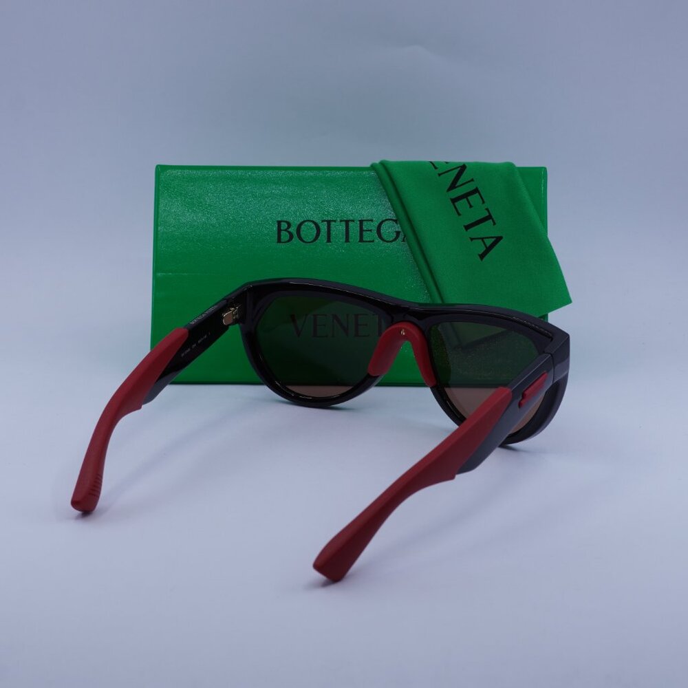 Bottega Veneta BV1234S 004 Shield Sunglasses - Shiny Black Red \ Red - Picture 4 of 10